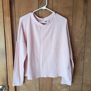 Jolie Light Pink Textured Pullover Top Women’s Size Small Long Sleeve Casual